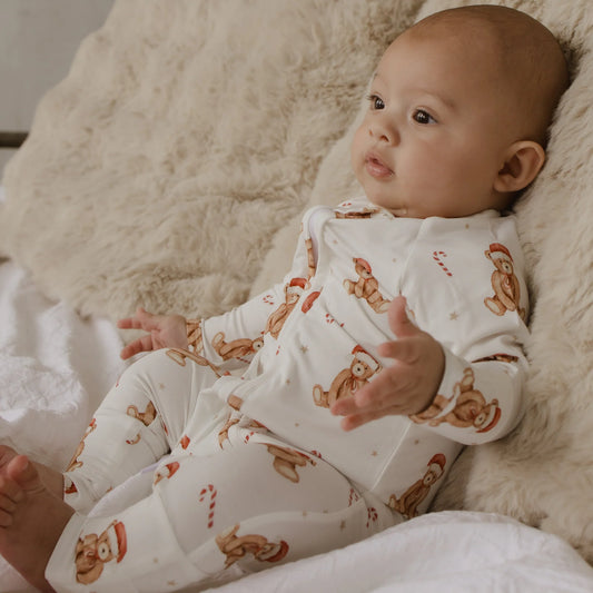 Holiday Bear Zip Romper