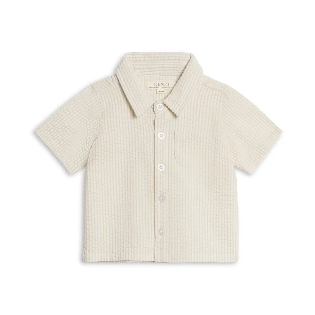 Landon Seersucker Collared Button Down Shirt (Dune)