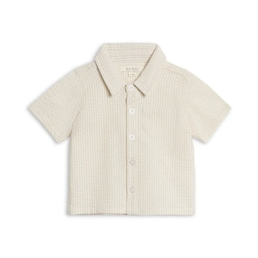 Landon Seersucker Collared Button Down Shirt (Dune)