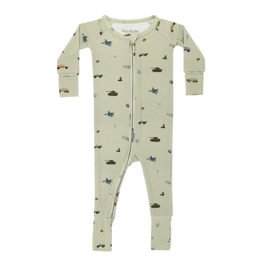 Military Small Ribbed Zip Romper