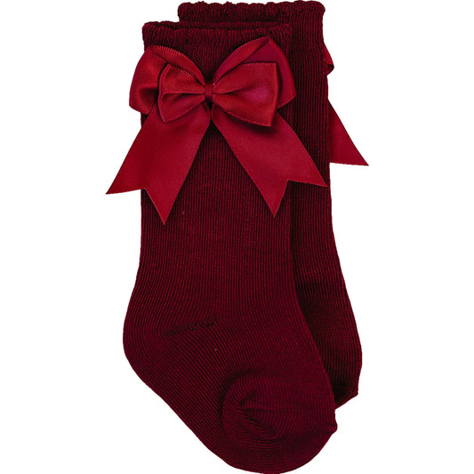 Red High Rise Bow Socks