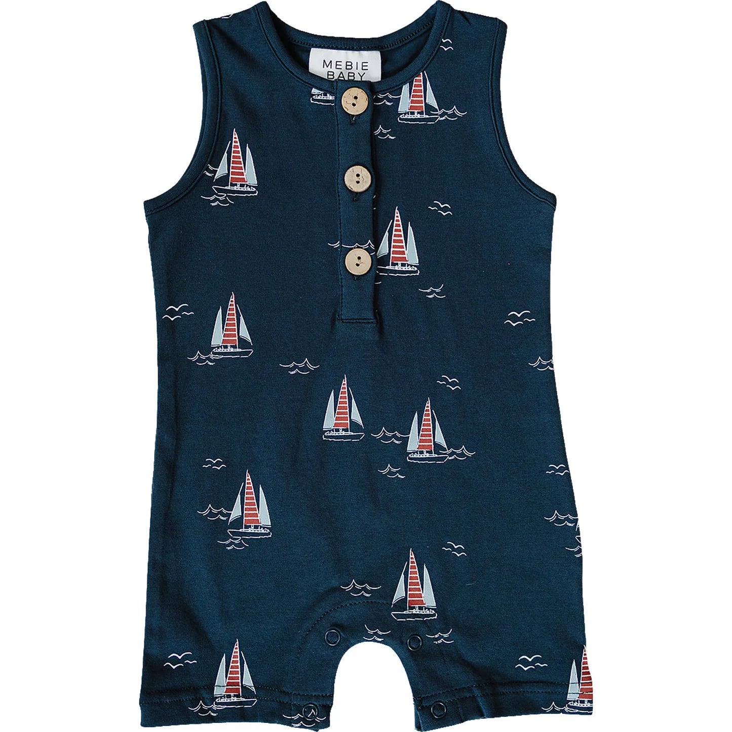Sailboat Short Romper (Navy)