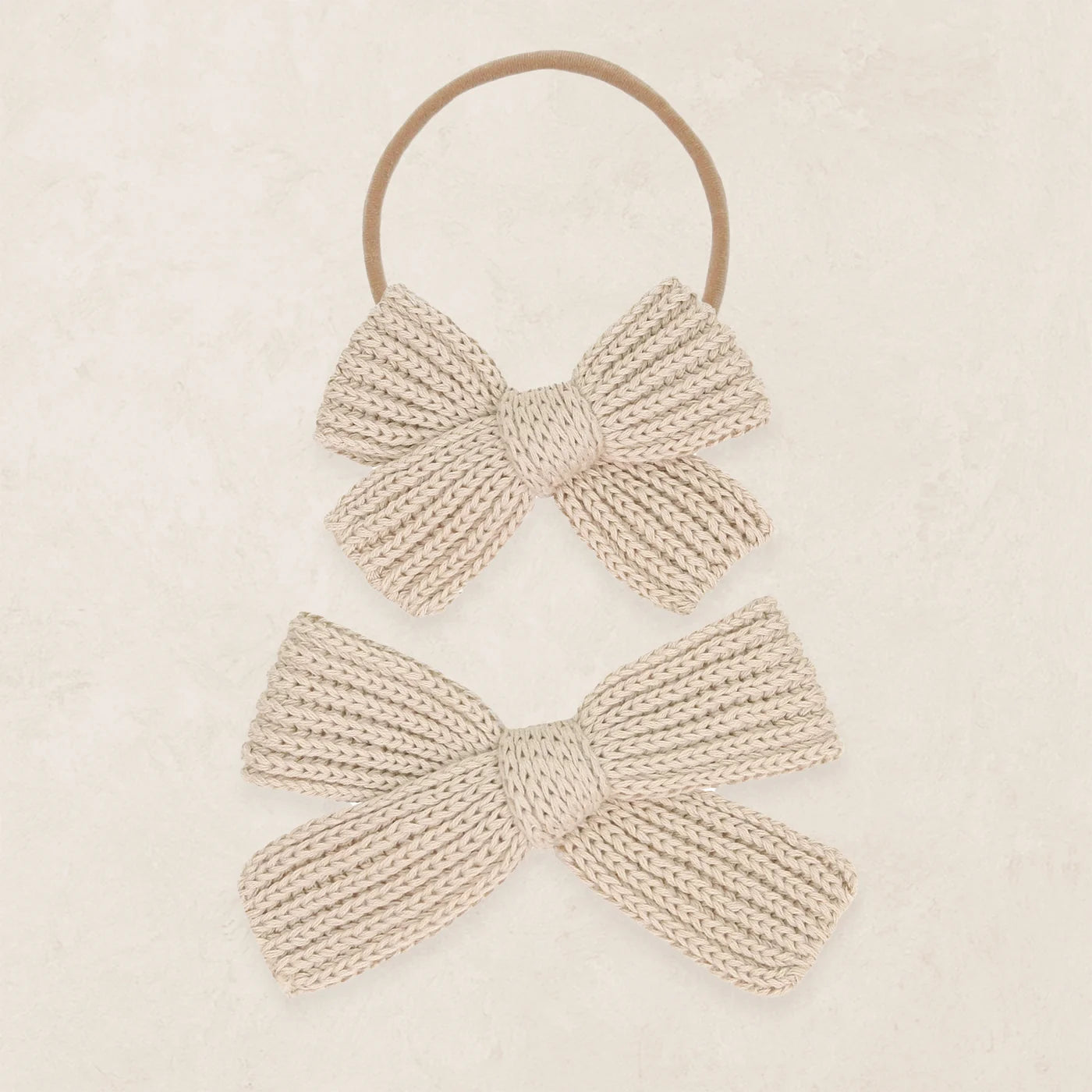 Sweater Bow - Tan Chunky Knit Headband
