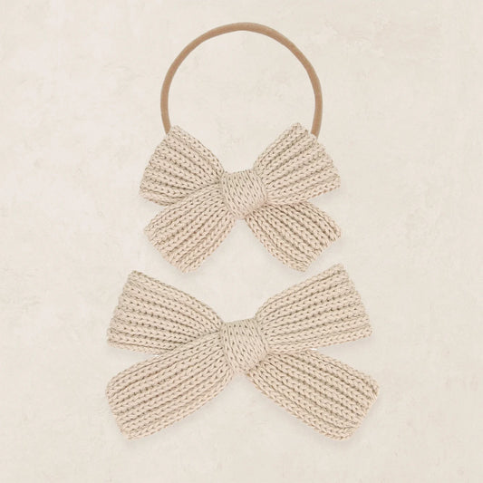 Sweater Bow - Tan Chunky Knit Headband