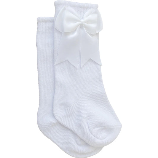 White High Rise Bow Socks